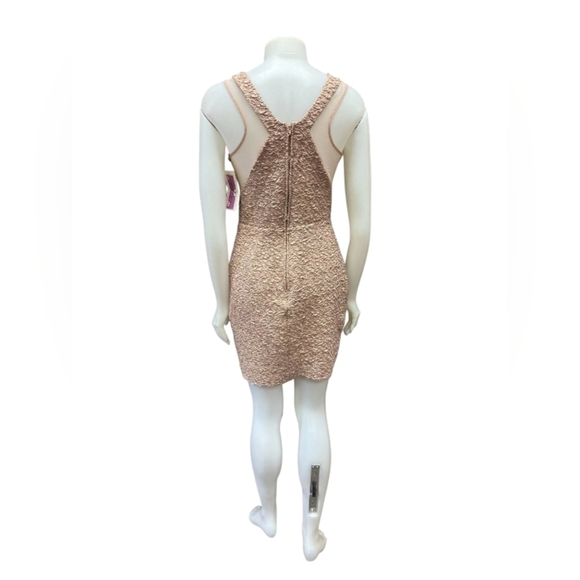 Hailey Logan By Adrianna Papell NWT Textured Tan Bodycon Dress Size Large - Picture 3 of 10